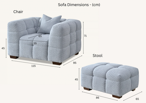 Tribeca Sofa Range in Pearl Boucle Fabric