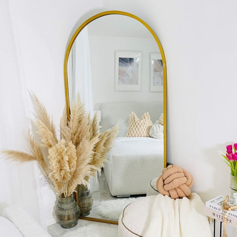 Gold Framed Arched Leaner/Wall Mirror 71" X 35" (180CM X 90CM)