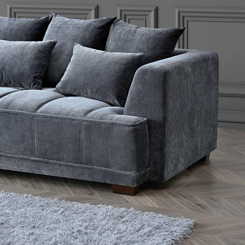 Gramercy Corner Sofa in Steel Velvet