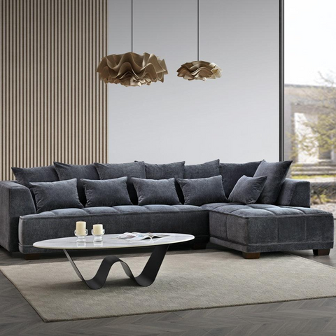 Gramercy Corner Sofa in Steel Velvet