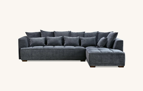 Gramercy Corner Sofa in Steel Velvet