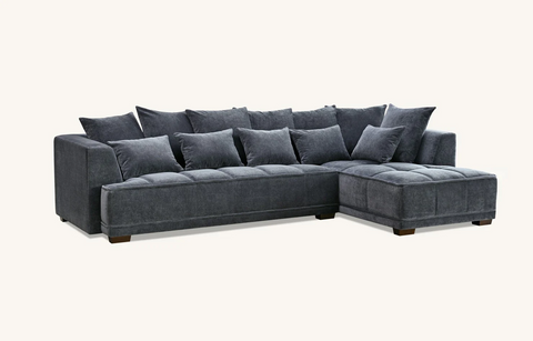 Gramercy Corner Sofa in Steel Velvet