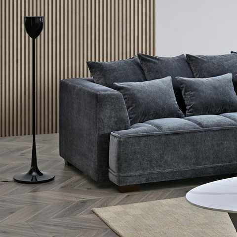 Gramercy Corner Sofa in Steel Velvet