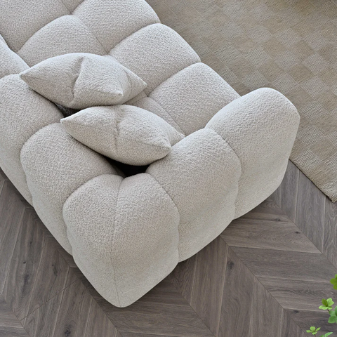 Tribeca Corner Group in Oatmeal Boucle Fabric