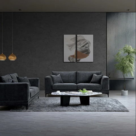 Lenox Sofa Range in Steel Velvet