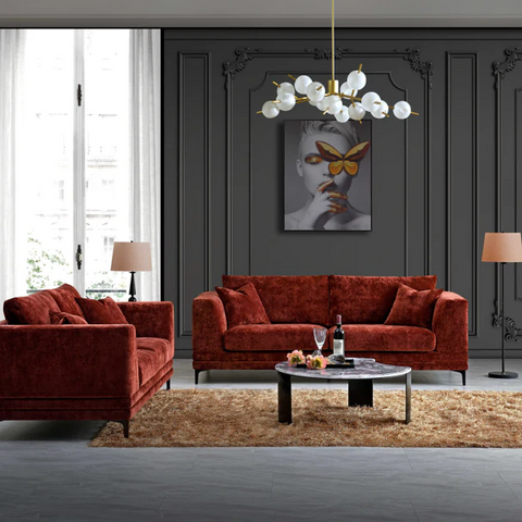 Lenox Sofa Range in Rust Velvet