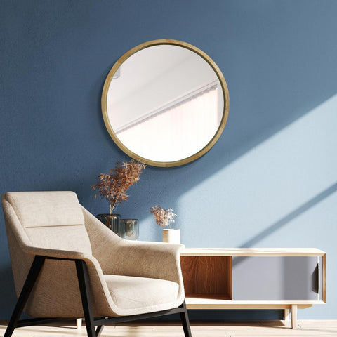 Solid Oak Round Deep Dish Framed Mirror 31" X 31" (80CM X 80CM)