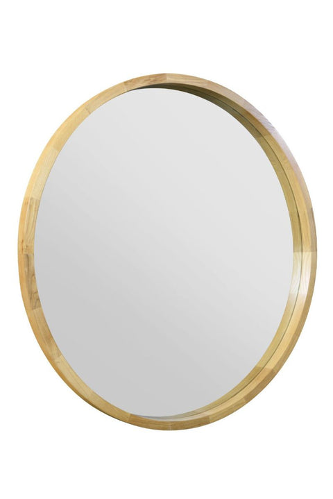 Solid Oak Round Deep Dish Framed Mirror 35" X 35" (90CM X 90CM)