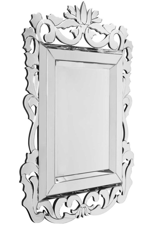 All Glass Stylised Baroque Inspired Wall Mirror 135 x 99 CM