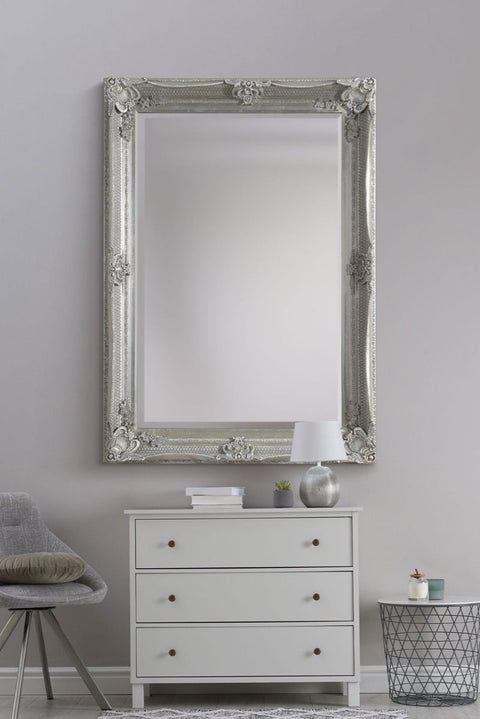 Natalia - Silver Ornate Flourish Large Wall Mirror 110 x 79 CM