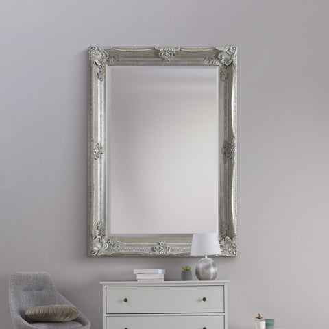 Natalia - Silver Ornate Flourish Large Wall Mirror 110 x 79 CM