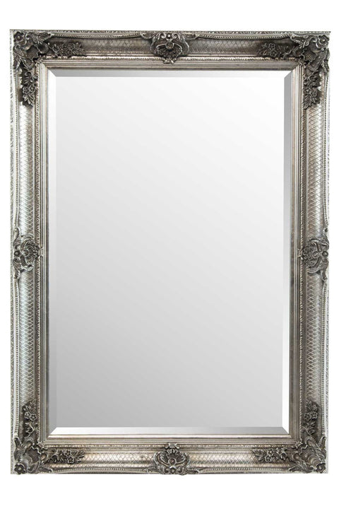 Natalia - Silver Ornate Flourish Large Wall Mirror 110 x 79 CM