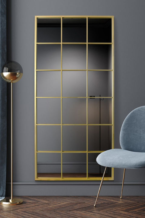 Gold Modern Window Leaner / Wall Mirror 69" X 33" (174CM X 85CM)