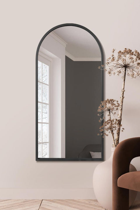 Black Framed Arched Leaner/Wall Mirror 55" X 27.5" (140CM X 70CM)