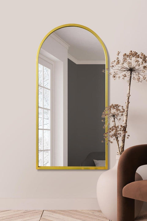 Gold Framed Arched Leaner/Wall Mirror 55" X 27.5" (140CM X 70CM)