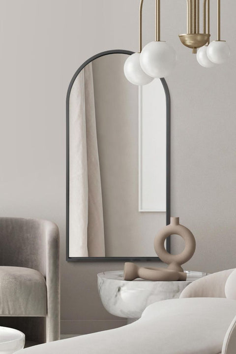 Black Framed Arched Leaner/Wall Mirror 63" X 31" (160CM X 80CM)