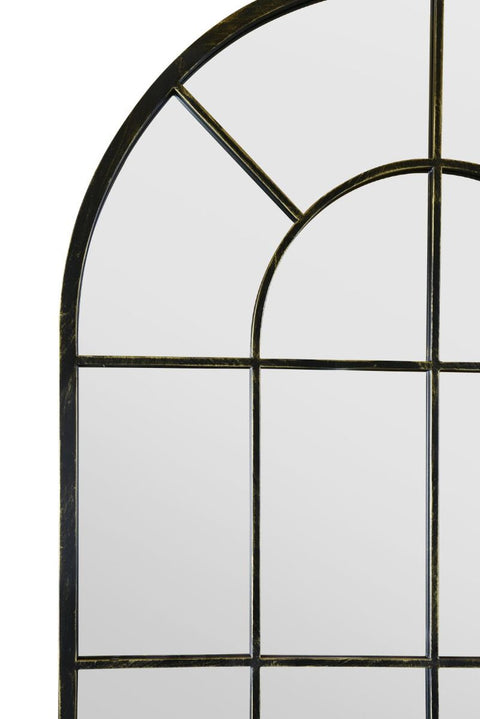 Antique Black Framed Arched Window Leaner/Wall Mirror 71" X 33.5" (180x85CM)