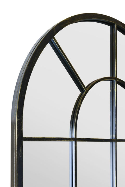 Antique Black Framed Arched Window Leaner/Wall Mirror 71" X 33.5" (180x85CM)