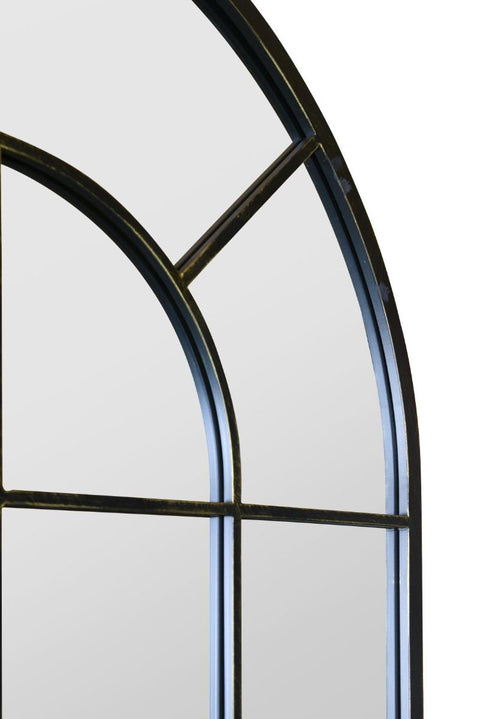 Antique Black Framed Arched Window Leaner/Wall Mirror 71" X 33.5" (180x85CM)