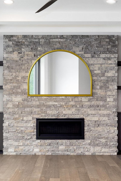 Gold Metal Framed Arched Wall Mirror 49" X 35" (125CM X 90CM)