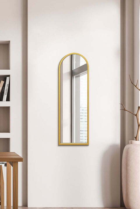 Gold Metal Framed Arched Wall Mirror 47" X 16" (120CM X 40CM)