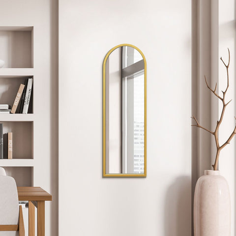 Gold Metal Framed Arched Wall Mirror 47" X 16" (120CM X 40CM)