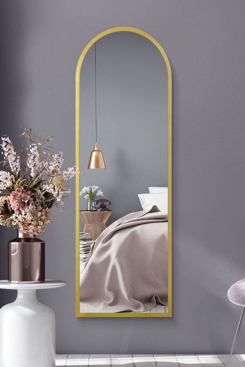 Gold Framed Arched Leaner/Wall Mirror 63" X 21" (160CM X 53CM)