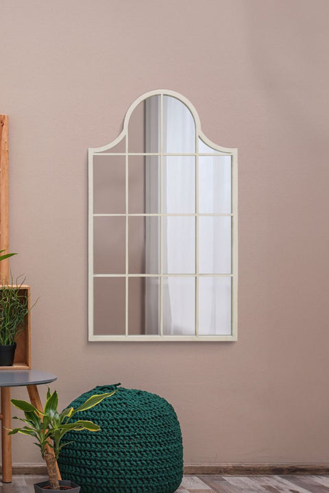 White Metal Framed Arched Wall Mirror 41" X 24" (104CM X 62CM)