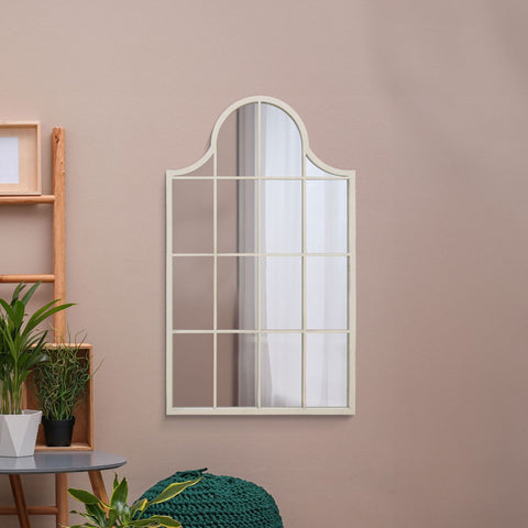 White Metal Framed Arched Wall Mirror 41" X 24" (104CM X 62CM)