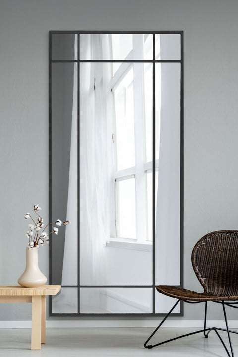 Black Contemporary Wall and Leaner Mirror 71" X 33" (180 x 85CM)