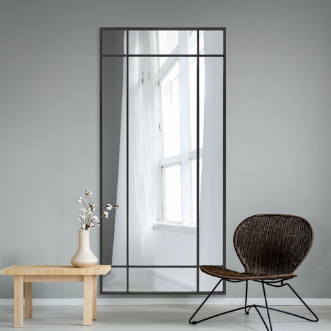 Black Contemporary Wall and Leaner Mirror 71" X 33" (180 x 85CM)