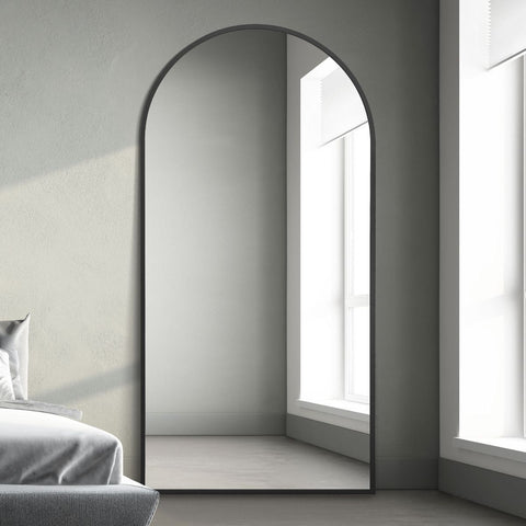 Black Framed Arched Leaner/Wall Mirror 79" X 39" (200CM X 100CM)