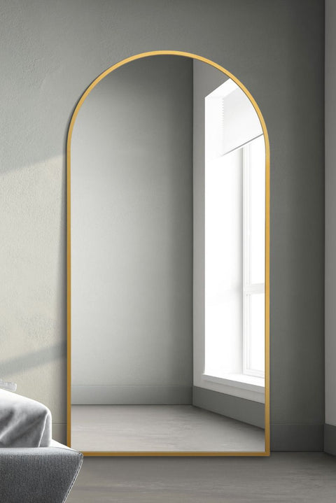 Gold Framed Arched Leaner/Wall Mirror 79" X 39" (200CM X 100CM)