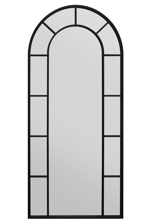 Black Framed Arched Leaner/Wall Mirror 75" X 33" (190CM X 85CM)