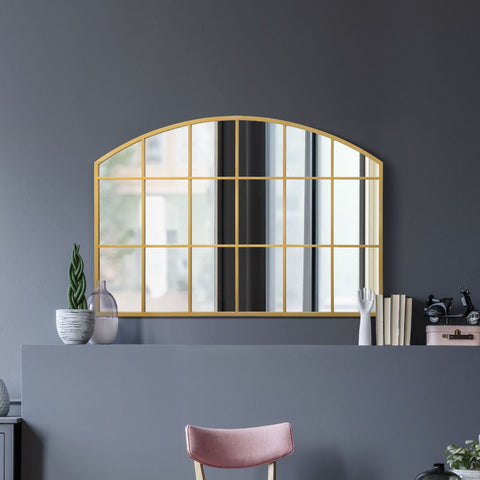 Gold Framed Arched Wall Over Mantle Mirror 43" X 29" (110CM X 75CM)