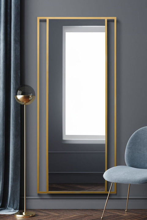 Gold Modern Wall and Leaner Mirror 71" X 31" (180 x 80CM)