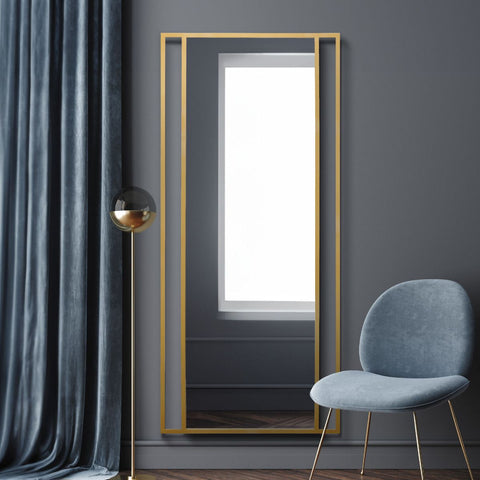 Gold Modern Wall and Leaner Mirror 71" X 31" (180 x 80CM)