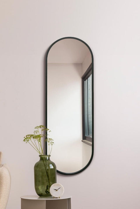 New Black Metal Framed Double Arched Wall Mirror 63" X 22" (160CM X 55CM)