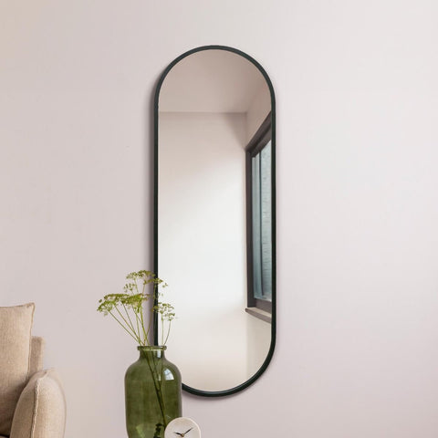 New Black Metal Framed Double Arched Wall Mirror 63" X 22" (160CM X 55CM)