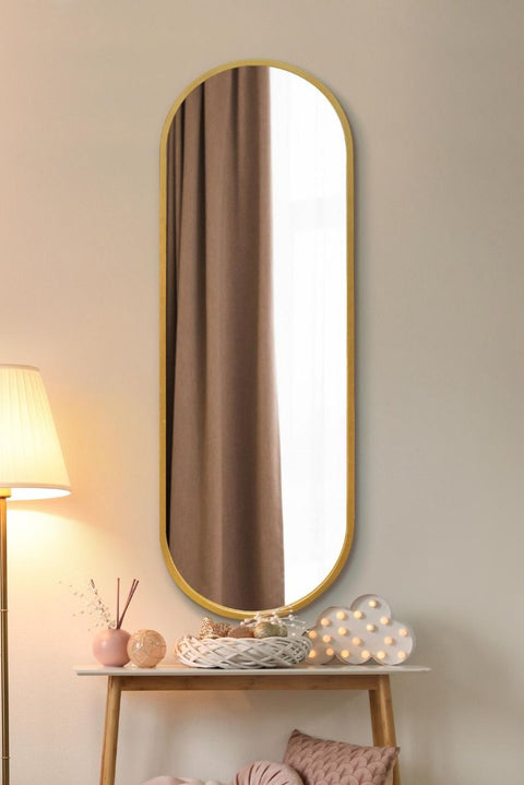 New Gold Metal Framed Double Arched Wall Mirror 63" X 22" (160CM X 55CM)