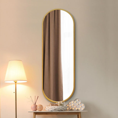 New Gold Metal Framed Double Arched Wall Mirror 63" X 22" (160CM X 55CM)