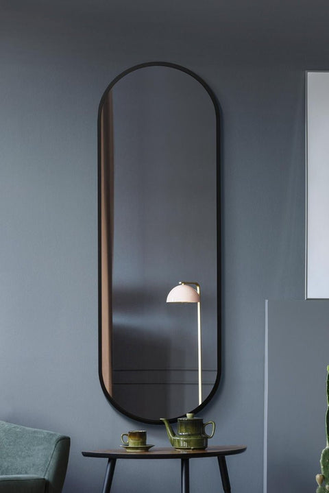 New Black Metal Framed Double Arched Wall Mirror 71 X 24" (180CM X 60CM)