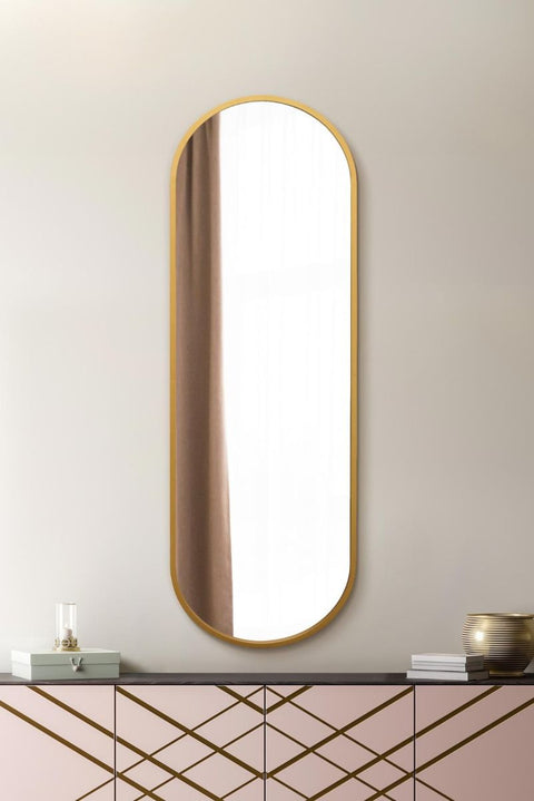 New Gold Metal Framed Double Arched Wall Mirror 71 X 24" (180CM X 60CM)