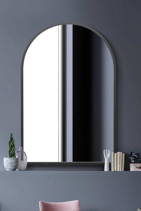 Black Metal Framed Arched Wall Mirror 47" X 31" (120CM X 80CM)