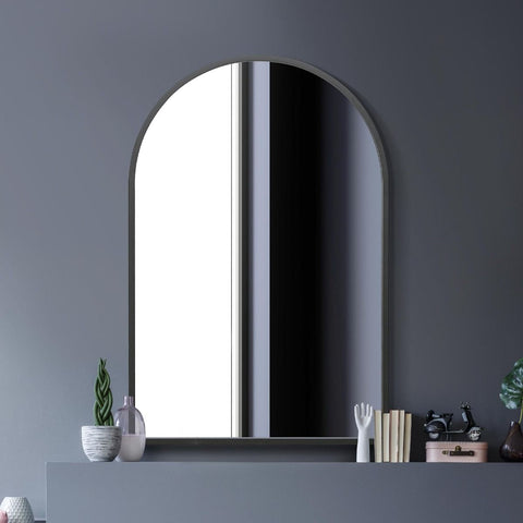 Black Metal Framed Arched Wall Mirror 47" X 31" (120CM X 80CM)