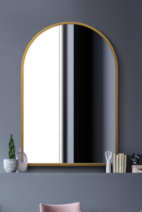 Gold Metal Framed Arched Wall Mirror 47" X 31" (120CM X 80CM)