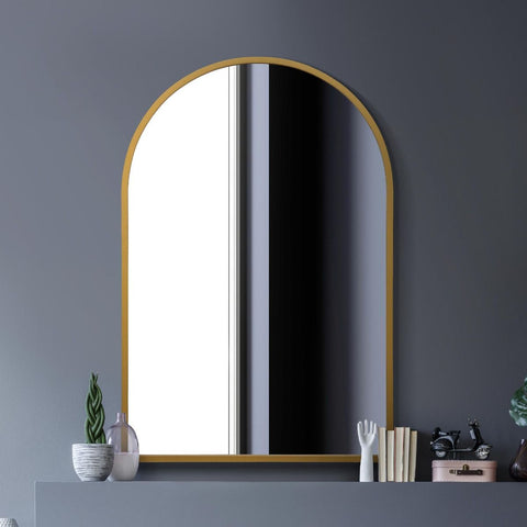 Gold Metal Framed Arched Wall Mirror 47" X 31" (120CM X 80CM)