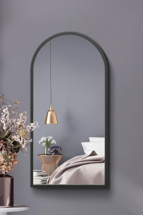 Black Metal Framed Arched Wall Mirror 31" X 16" (80CM X 40CM)