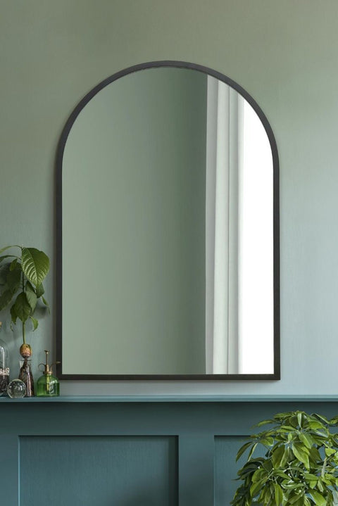 Black Metal Framed Arched Wall Mirror 39" X 27" (100CM X 70CM)