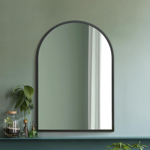 Black Metal Framed Arched Wall Mirror 39" X 27" (100CM X 70CM)